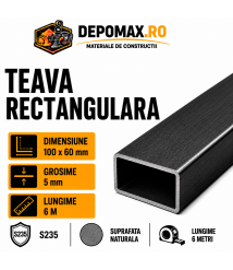 Teava rectangulara 100 x 60 x 5 mm, 6 metri